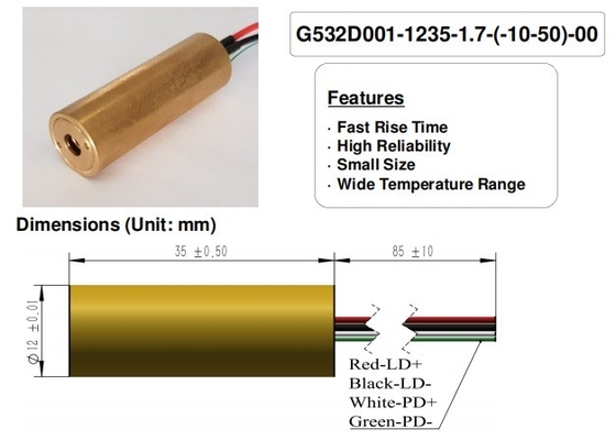 Μεγάλη διάρκεια ζωής ώρες MTTF σε 25C 5000 Green Laser Module Ιδανικό για χαρακτική με λέιζερ